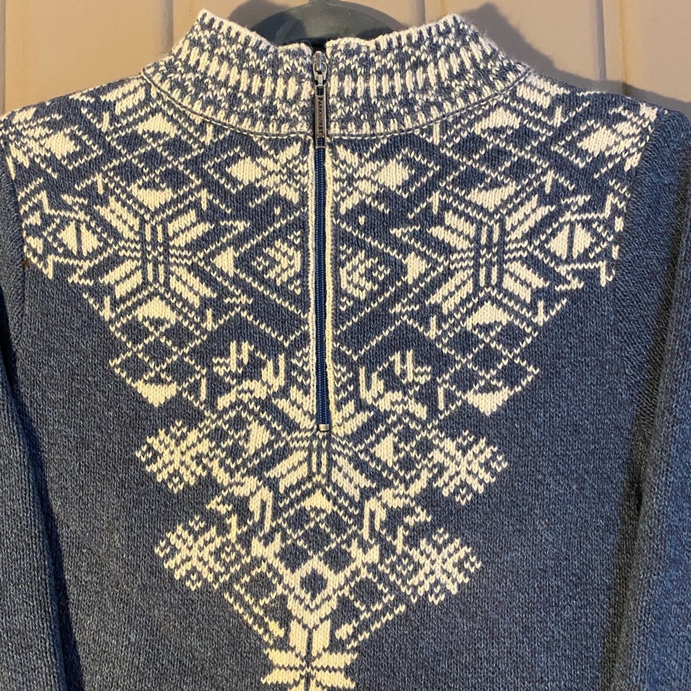 Parkhurst Blue and White Turtleneck Sweater with Nordic Design - Picture 2 of 6